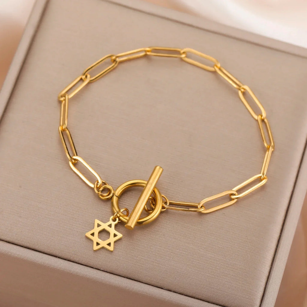 Armband für Damen mit Anhänger des Davidsterns, jüdisches Symbol, Gold