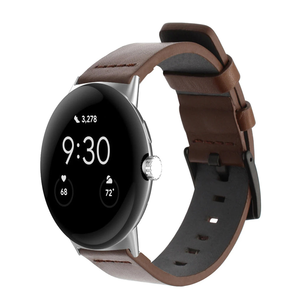 Armband für Google Pixel Watch aus braunem Leder 1, 2, 3, 41mm 45mm