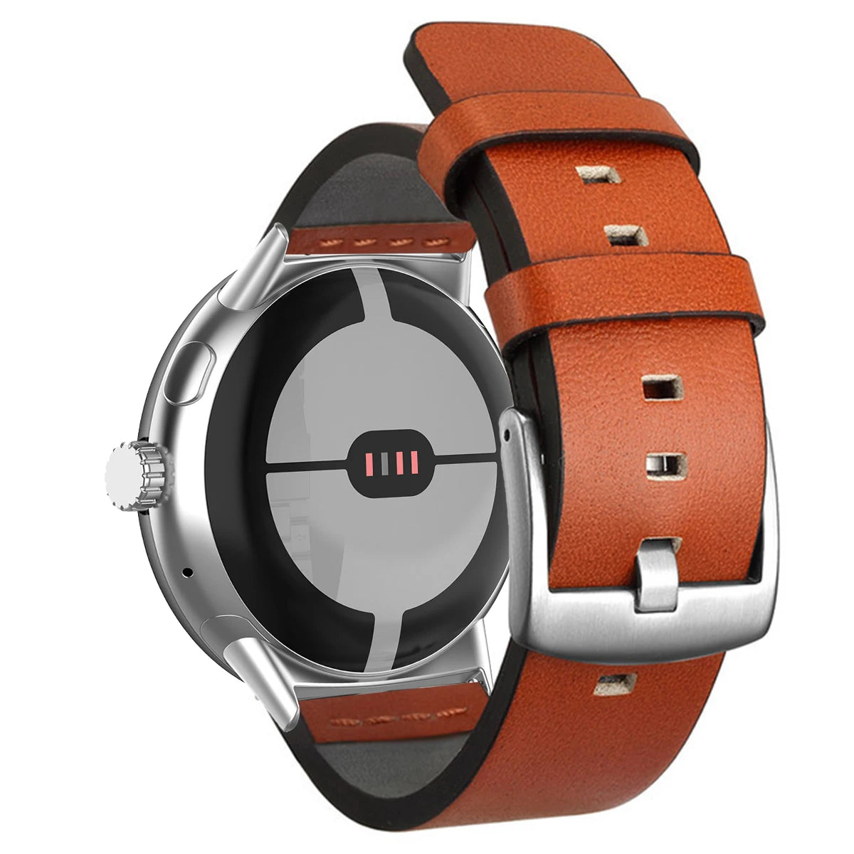 Armband für Google Pixel Watch aus orangefarbenem Leder 1, 2, 3, 41mm 45mm