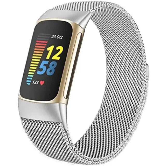 Armband für Fitbit Charge 3 Charge 4 Charge 5 Uhr Silber