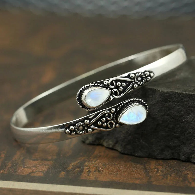 Retro Gourmette Tropfen Wasser Armband blau