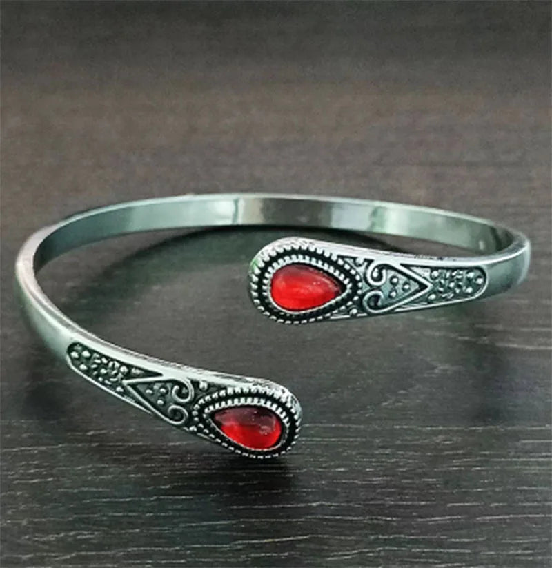 Retro Gourmette Tropfen Wasser Armband rot