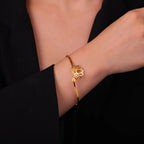 Starres Armband Lotusblume für Damen Gold