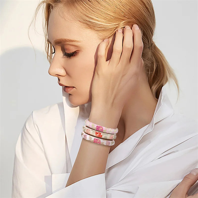 Romantisches Armband Gourmette Blumen orange