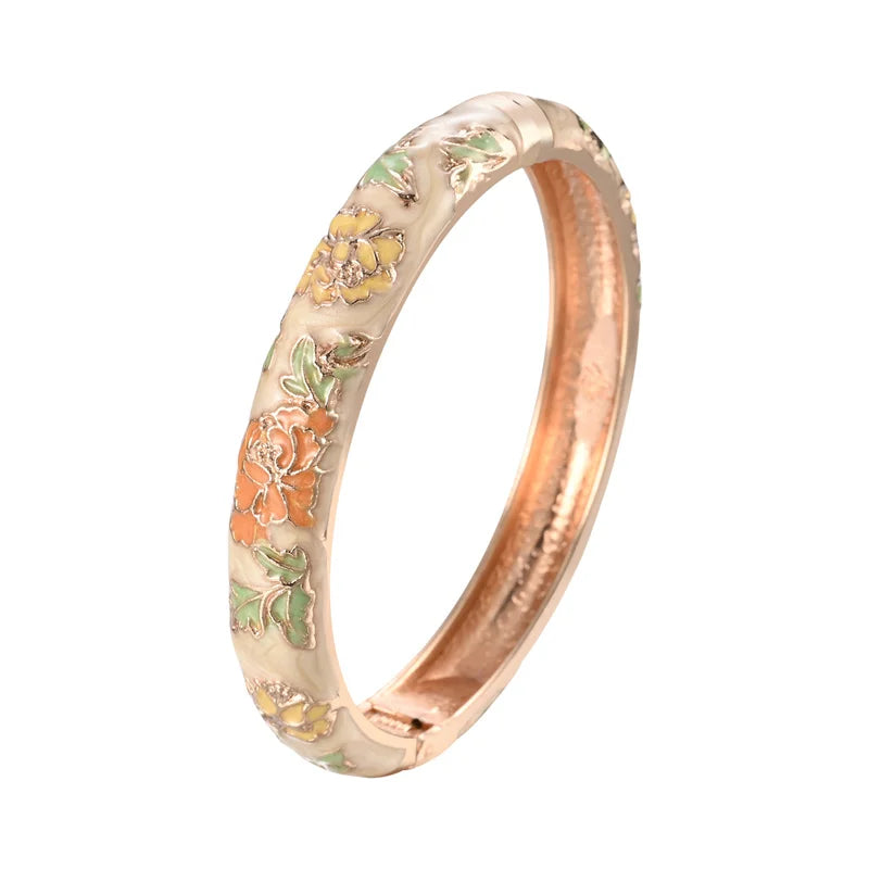 Romantisches Armband Gourmette Blumen beige