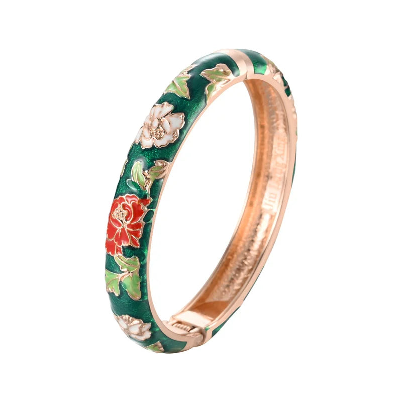 Romantisches Armband Gourmette Blumen grün