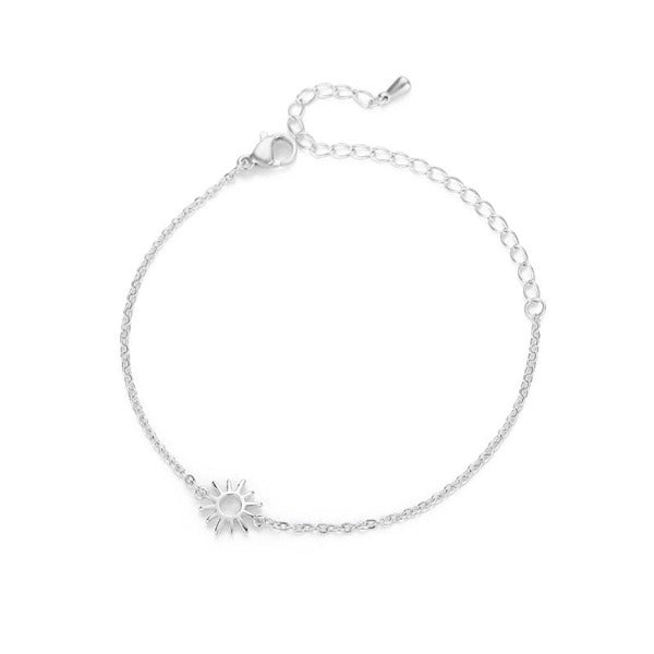 Sonnenarmband Damen Gourmette Stern Silber