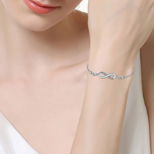 Unendlichkeitssymbol-Armband aus Silber mit Panzerkette für Damen
