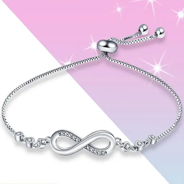 Unendlichkeitssymbol-Armband aus Silber mit Panzerkette für Damen