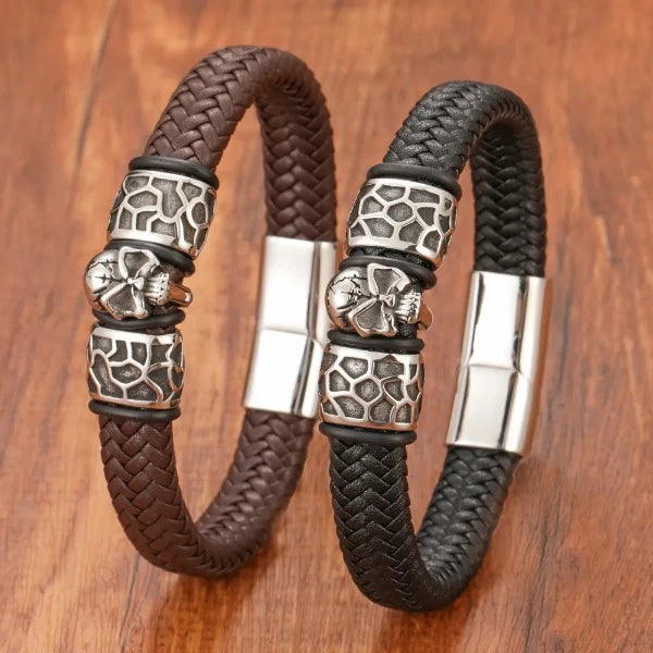 Leder Totenkopf Armband
