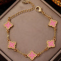 Armband mit vierblättrigem Kleeblatt in rosa Perlmuttoptik