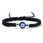 Geflochtenes Armband gegen den bösen Blick Blau Schwarz und Silber