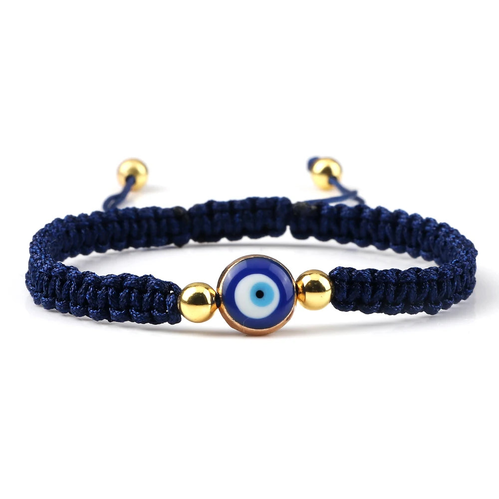 Geflochtenes Armband gegen den bösen Blick Blau Blau und Gold