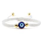 Geflochtenes Armband gegen den bösen Blick Blau Weiß und Gold