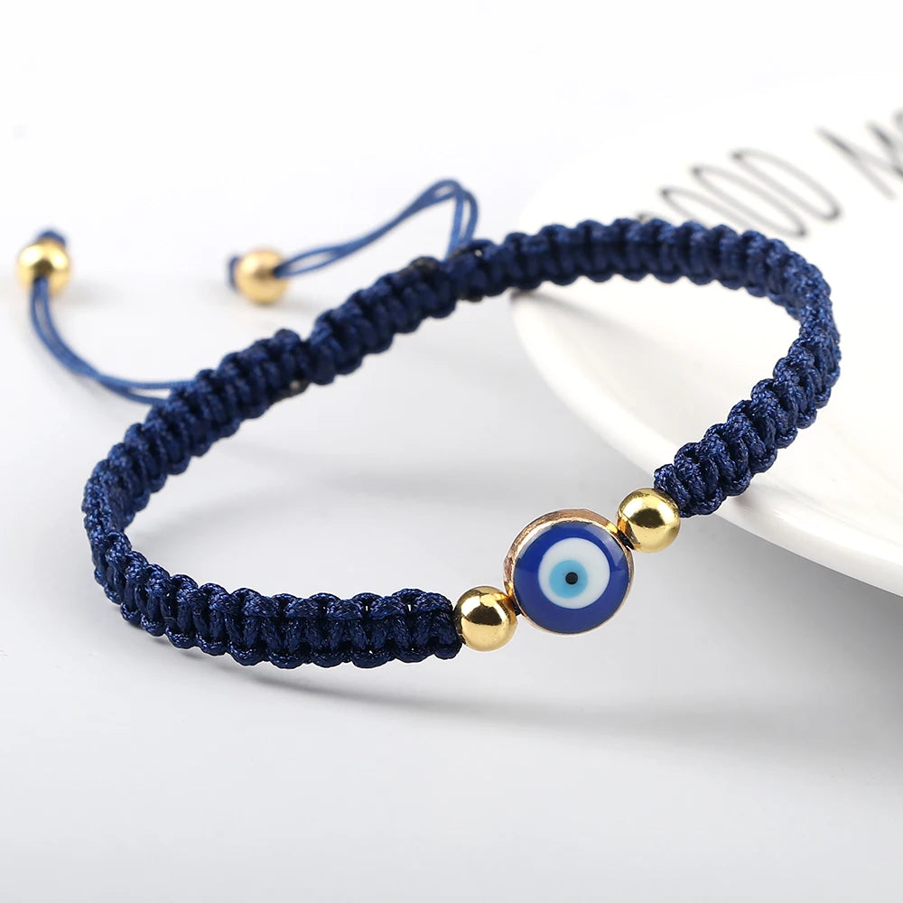 Geflochtenes Armband gegen den bösen Blick Blau Blau und Gold