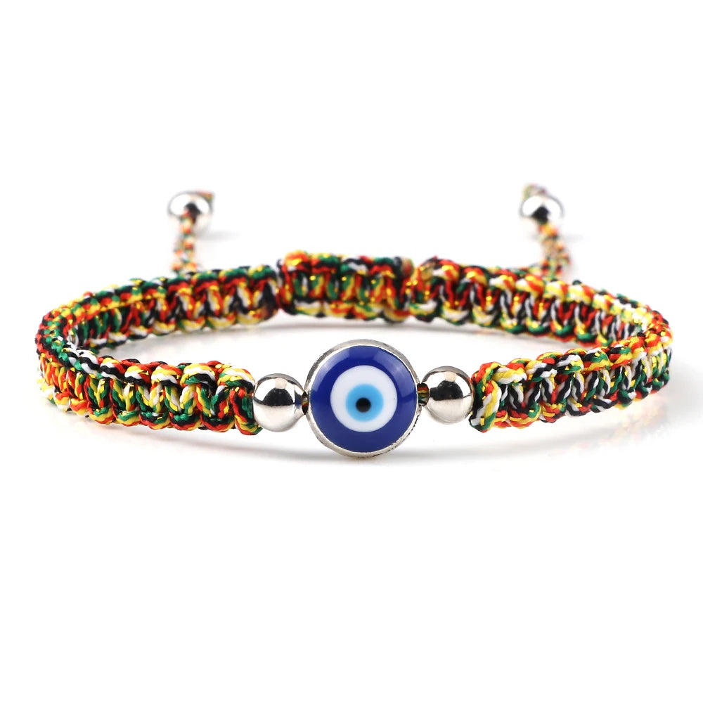 Geflochtenes Armband gegen den bösen Blick Blau Mehrfarbig und Silber