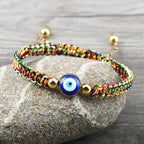 Geflochtenes Armband gegen den bösen Blick Blau Mehrfarbig und Gold