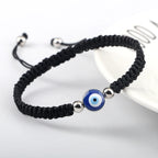 Geflochtenes Armband gegen den bösen Blick Blau Schwarz und Silber