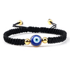 Geflochtenes Armband gegen den bösen Blick Blau Schwarz und Gold