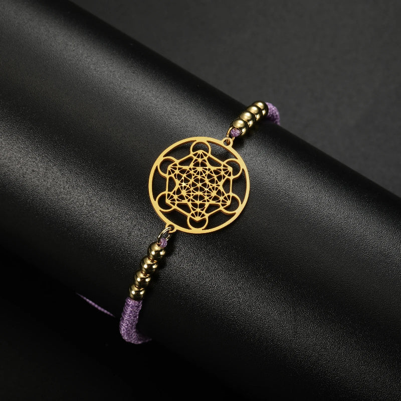 Buntes Damenarmband Metatrons Würfel violett