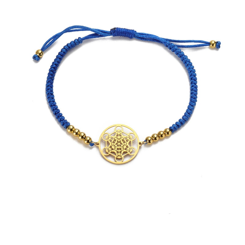 Buntes Damenarmband Metatrons Würfel blau
