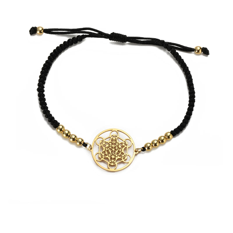 Buntes Damenarmband Metatrons Würfel schwarz
