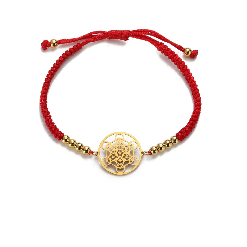 Buntes Damenarmband Metatrons Würfel rot