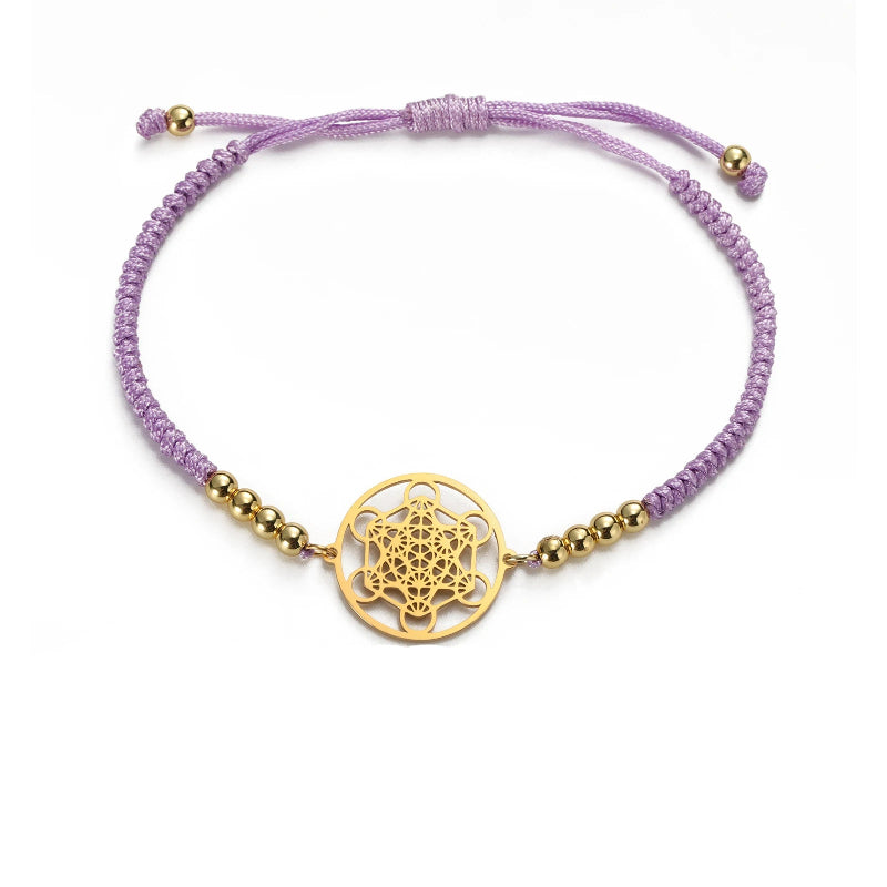 Buntes Damenarmband Metatrons Würfel violett