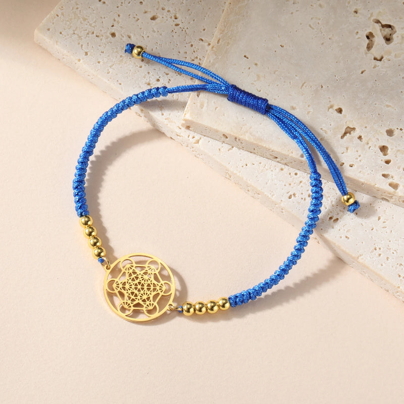 Buntes Damenarmband Metatrons Würfel blau