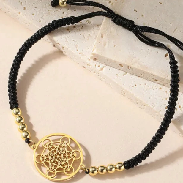 Buntes Damenarmband Metatrons Würfel schwarz