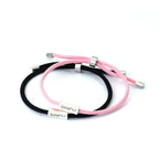 Geflochtene Gourmet-Armbänder für Paare "Love" rosa und schwarz