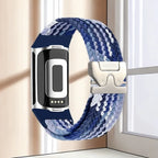 Geflochtenes Armband für Fitbit Charge 5, Charge 6 Uhr blau weiß