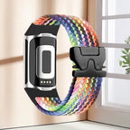 Geflochtenes Armband für Fitbit Charge 5, Charge 6 Uhr Regenbogen