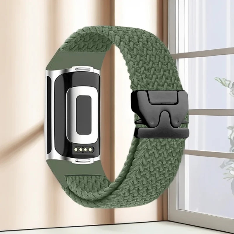 Geflochtenes Armband für Fitbit Charge 5, Charge 6 Uhr grün