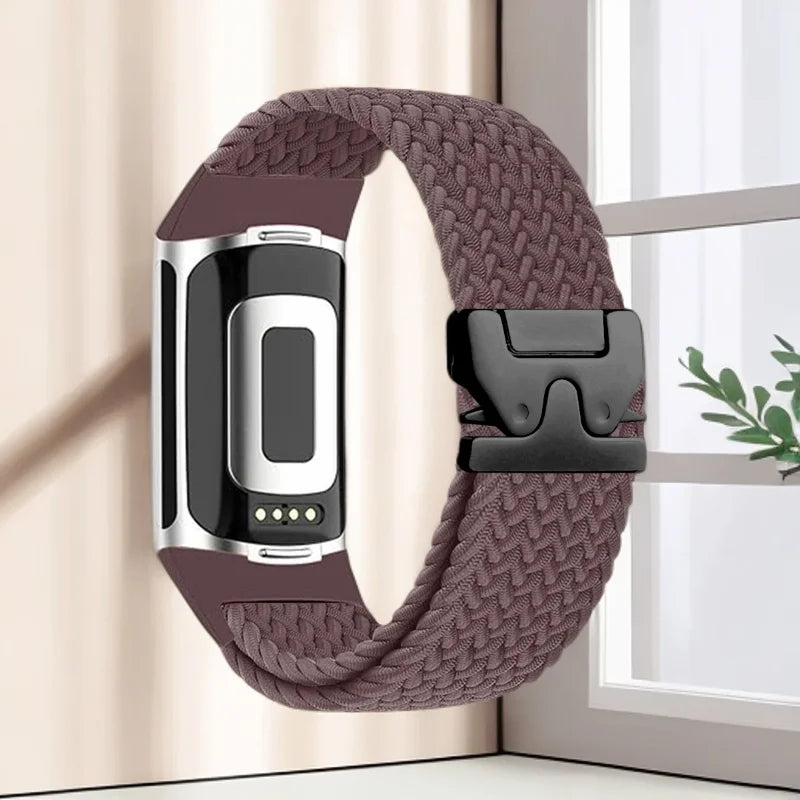 Geflochtenes Armband für Fitbit Charge 5, Charge 6 Uhr violett