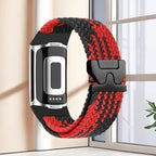 Geflochtenes Armband für Fitbit Charge 5, Charge 6 Uhr rot schwarz