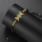 Geflochtener Armband Dreifacher Mond Hexerei Wicca Gliederkette schwarz