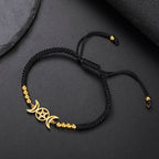 Geflochtener Armband Dreifacher Mond Hexerei Wicca Gliederkette schwarz