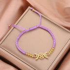 Geflochtener Armband Dreifacher Mond Hexerei Wicca Gliederkette lila