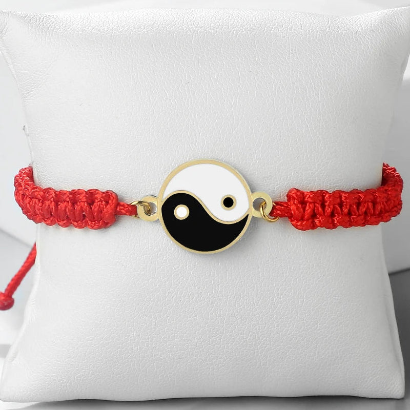 Geflochtenes Yin Yang Armband rot und gold