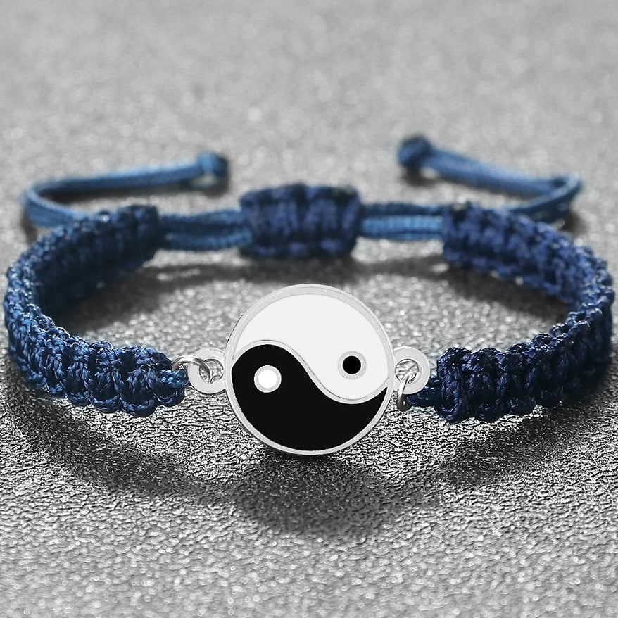 Geflochtenes Yin Yang Armband blau und silber