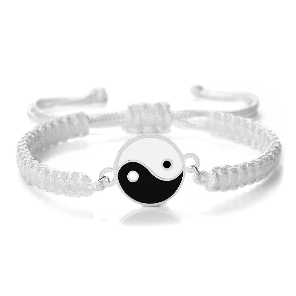 Geflochtenes Yin Yang Armband weiß und silber