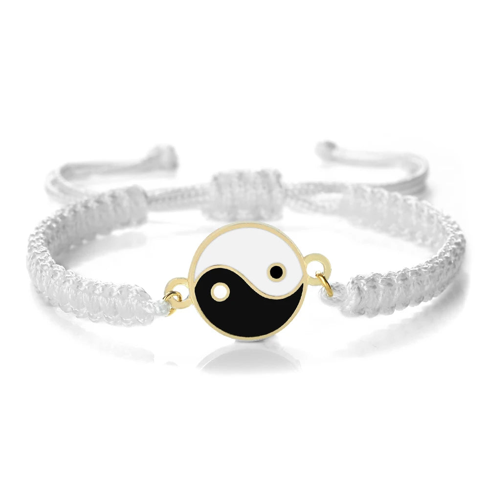Geflochtenes Yin Yang Armband weiß und gold