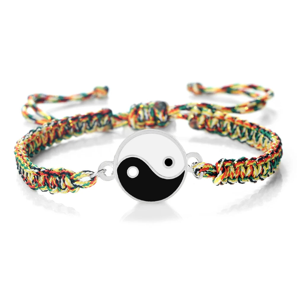 Geflochtenes Yin Yang Armband mehrfarbig und silber