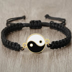 Geflochtener Yin Yang Armband schwarz und gold