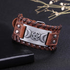 Dreifachmond Armband aus Leder Hexerei Wicca 9