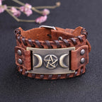 Dreifachmond Armband aus Leder Hexerei Wicca 10