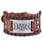 Dreifachmond Armband aus Leder Hexerei Wicca 10