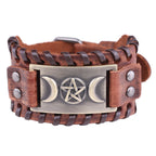 Dreifachmond Armband aus Leder Hexerei Wicca 10