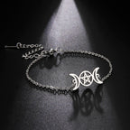 Armband Dreifacher Mond Hexerei Wicca Gliederkette Silber